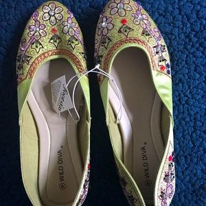 Sequin beaded moccasin/flats